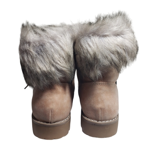 Cliffs Paddington Natural Tan Faux Fur Lace Up Ankle Combat Boots Sz 8 - Picture 8 of 12